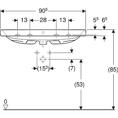 Geberit Aniara Lavabo: 90.5x48.5cm, Batarya Deliği=Orta, Taşma=Görünür, Simetrik, Beyaz - 510.053.00.1 - 4