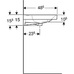 Geberit Aniara Lavabo: 90.5x48.5cm, Batarya Deliği=Orta, Taşma=Görünür, Simetrik, Beyaz - 510.053.00.1 - 5