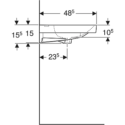 Geberit Aniara Lavabo: 90.5x48.5cm, Batarya Deliği=Orta, Taşma=Görünür, Simetrik, Beyaz - 510.053.00.1 - 5