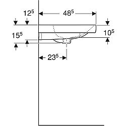 Geberit Geberit Aniara Lavabo: 60.5x48.5cm, Batarya Deliği=Yok, Taşma=Görünür, Simetrik, Beyaz - 510.051.00.5 - 5