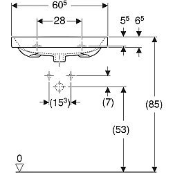 Geberit Geberit Aniara Lavabo: 60.5x48.5cm, Batarya Deliği=Yok, Taşma=Yok, Beyaz - 510.051.00.7 - 4