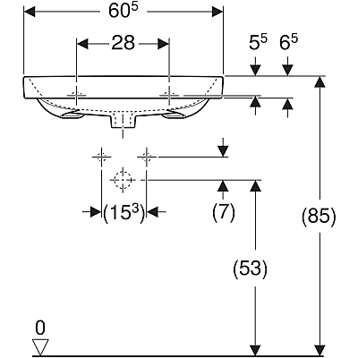 Geberit Geberit Aniara Lavabo: 60.5x48.5cm, Batarya Deliği=Yok, Taşma=Yok, Beyaz - 510.051.00.7 - 4