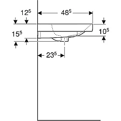 Geberit Geberit Aniara Lavabo: 60.5x48.5cm, Batarya Deliği=Yok, Taşma=Yok, Beyaz - 510.051.00.7 - 5