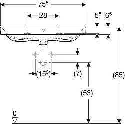 Geberit Geberit Aniara Lavabo: 75.5x48.5cm, Batarya Deliği=Orta, Taşma=Görünür, Simetrik, Beyaz - 510.052.00.1 - 4