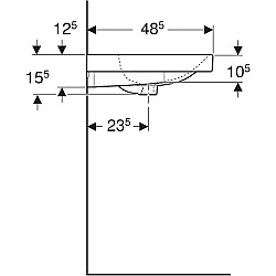Geberit Geberit Aniara Lavabo: 75.5x48.5cm, Batarya Deliği=Yok, Taşma=Görünür, Simetrik, Beyaz - 510.052.00.5 - 5