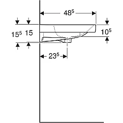 Geberit Geberit Aniara Lavabo: 90.5x48.5cm, Batarya Deliği=Yok, Taşma=Görünür, Simetrik, Beyaz - 510.053.00.5 - 5