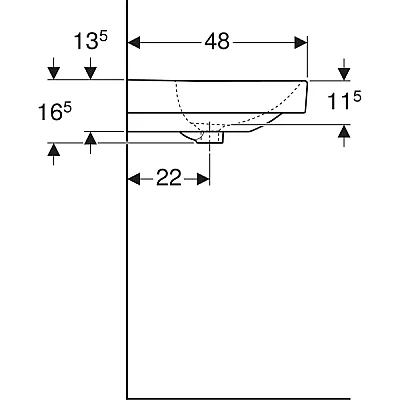 Geberit Smyle etajerli Lavabo, Batarya Delikli, 75 cm - 500.249.01.1 - 5