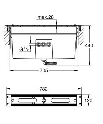 Grohe 4/5 delikli küvet bataryası için montaj plakası - 29037002 - 2