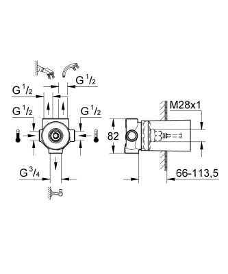Grohe 5 Yollu Yön Değiştirici İç Gövdesi - 29033000 - 2