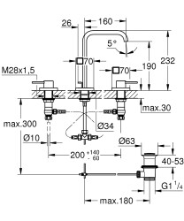 Grohe Allure 3 Delikli Lavabo Bataryası M-Boyut - 20188000 - 2