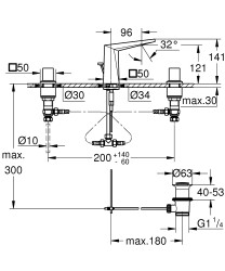 Grohe Allure Brilliant 3 delikli lavabo bataryası 1/2