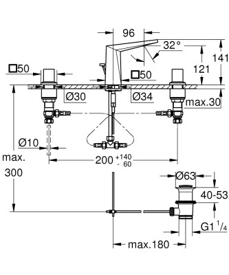 Grohe Allure Brilliant 3 Delikli Lavabo Bataryası Brushed Hard Graphite - 20626AL0 - 2