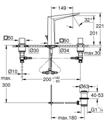 Grohe Allure Brilliant 3 Delikli Lavabo Bataryası M-Boyut - 20344000 - 2