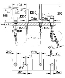 Grohe Allure Brilliant Dört delikli küvet bataryası - 19787DC1 - 2