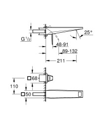 Grohe Allure Brilliant Private Collection 2 delikli Duvardan lavabo bataryası M-Boyut - 29521DC0 - 2
