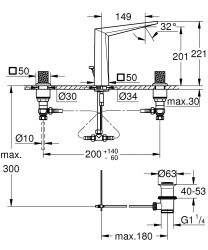 Grohe Allure Brilliant Private Collection Üç delikli lavabo bataryası 1/2″ L-Boyut - 20667AL0 - 2
