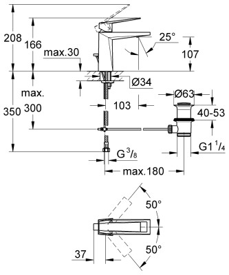 Grohe Allure Brilliant Tek kumandalı lavabo bataryası M-Boyut - 24341000 - 2