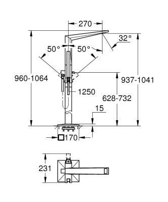 Grohe Allure Brilliant Yerden küvet bataryası - 24348000 - 2