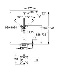 Grohe Allure Brilliant Yerden Küvet Bataryası - 24348001 - 2