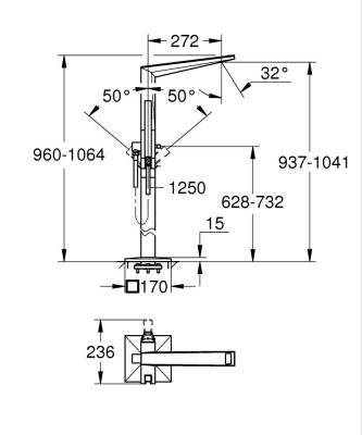 Grohe Allure Brilliant Yerden Küvet Bataryası - 24423AL0 - 2