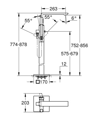 Grohe Allure New Yerden küvet bataryası - 25222GN1 - 2