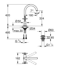 Grohe Atrio Çanak Lavabo Bataryası - 21149000 - 2