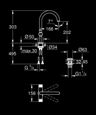 Grohe Atrio Lavabo Bataryası 1/2″ XL-Boyut - 21138DC0 - 2