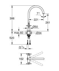 Grohe Atrio New Eviye Bataryası - 30609DC0 - 2