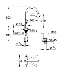 Grohe Atrio Private Collection tek delikli lavabo bataryası, 1/2″ L-Size - 21134000 - 2
