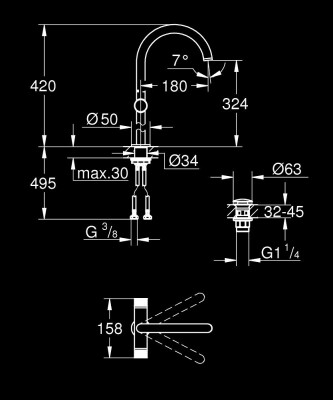 Grohe Atrio Private Collection Tek delikli lavabo bataryası 1/2″ XL-Boyut - 21142GL0 - 2