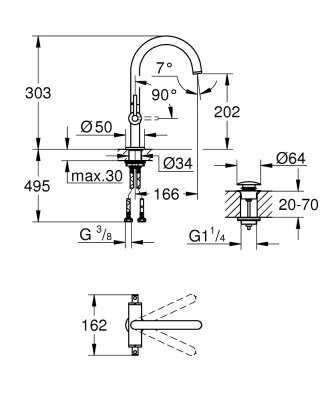 Grohe Atrio Tek Kollu Lavabo Bataryası L-Boyut - 21145GN0 - 2