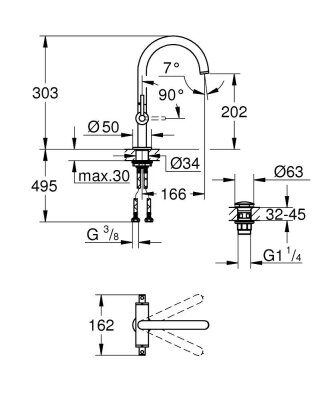 Grohe Atrio Tek Kollu Lavabo Bataryası L-Boyut - 21145DL0 - 2