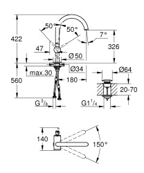 Grohe Atrio Tek kumandalı lavabo bataryası XL-Boyut - 24365AL0 - 2
