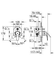 Grohe BauCurve Ankastre banyo/duş bataryası - 29043000 - 2