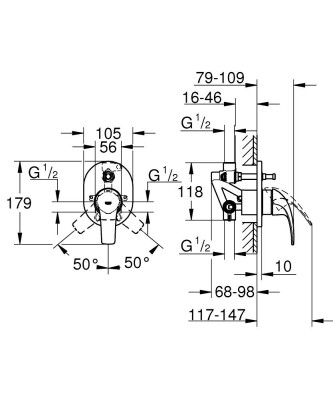 Grohe BauCurve Ankastre banyo/duş bataryası - 29043000 - 2