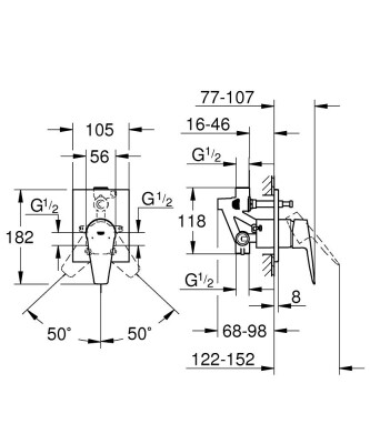 Grohe BauEdge Tek kumandalı banyo bataryası - 29353001 - 2