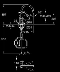 Grohe BauEdge Tek kumandalı eviye bataryası - 30536000 - 2