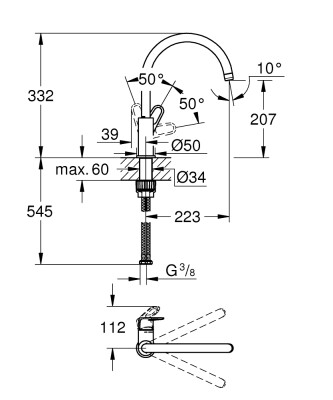 Grohe BauFlow Tek Kumandalı Eviye Bataryası - 31538001 - 2