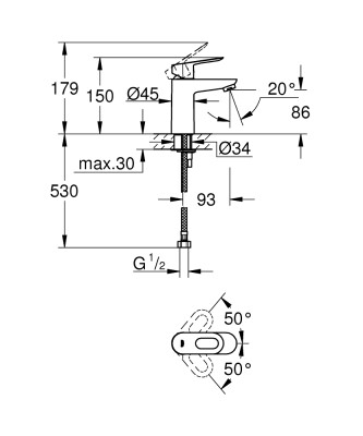 Grohe BauLoop Tek kumandalı lavabo bataryası - 32854000 - 2