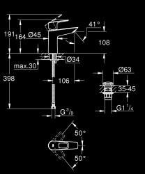Grohe BauLoop Tek kumandalı lavabo bataryası M-Boyut - 23886001 - 2