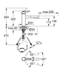 Grohe Concetto Tek kumandalı eviye bataryası - 30273001 - 2