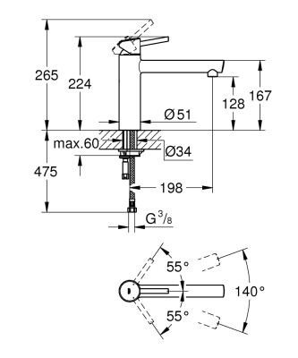 Grohe Concetto Tek kumandalı eviye bataryası - 31128DC1 - 2