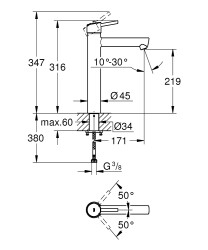 Grohe Concetto Tek Kumandalı Lavabo Bataryası Xl-Boyut - 23920001 - 2