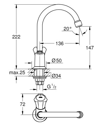 Grohe Costa L Lavabo Musluğu 1/2