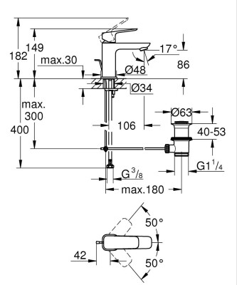 Grohe Cubeo Lavabo bataryası 1/2″ S-Boyutu - 1016940000 - 2