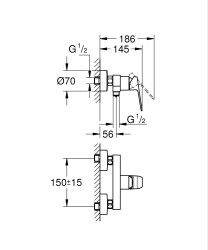 Grohe Cubeo Tek kumandalı duş bataryası - 1018242430 - 2