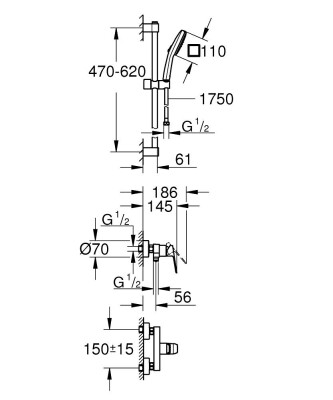 Grohe Cubeo Tek kumandalı duş bataryası - 1018250000 - 2