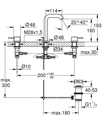 Grohe Essence 3 delikli lavabo bataryası 1/2″ M-Boyutu - 20296DA1 - 2