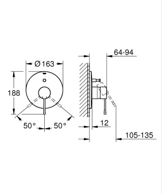 Grohe Essence Ankastre Banyo/Duş Bataryası, Polished Nickel - 19285BE1 - 2