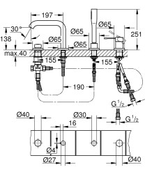 Grohe Essence Dört delikli küvet bataryası - 19578AL1 - 2